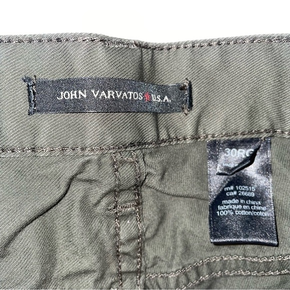 John Varvatos Sz 30 Men's Washed Army Green Soil Bowery Slim Straight Jeans - Picture 7 of 7